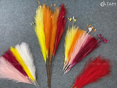 Cành cỏ lau nhiều màu sợi nhân tạo [Sợi tơi - Bung đều] D40-80cm CANHLA-08